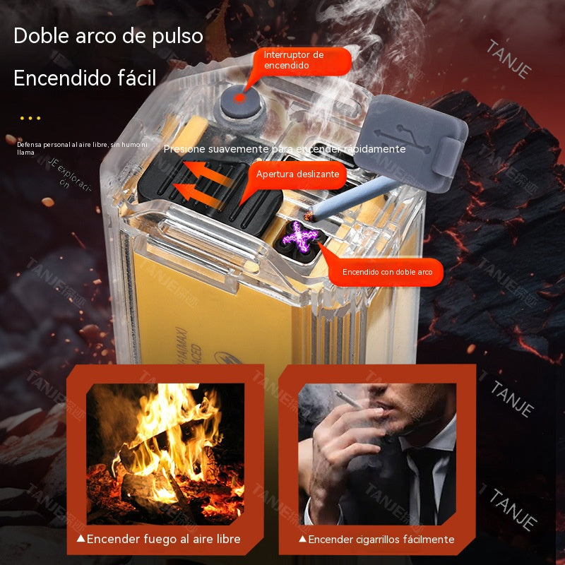 Linterna 5 en 1 de alta potencia, portátil y multifuncional, recargable para uso en exteriores.