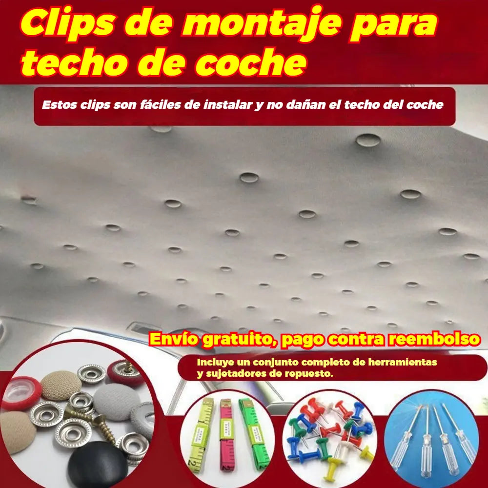 🔥【60 piezas】Hebillas de desmontaje de lona para techo de coche (incluye kit de herramientas de instalación)