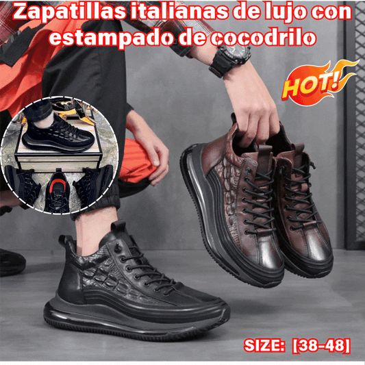 【38-48】Zapatillas italianas de lujo con estampado de cocodrilo
