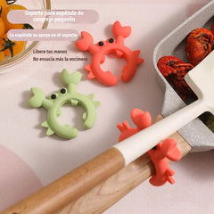 🦀 Juego de 6 Porta-Utensilios de Silicona con Forma de Cangrejo | Reposador Anti-Derrames para Cocina, Cucharas y Palas 🥄