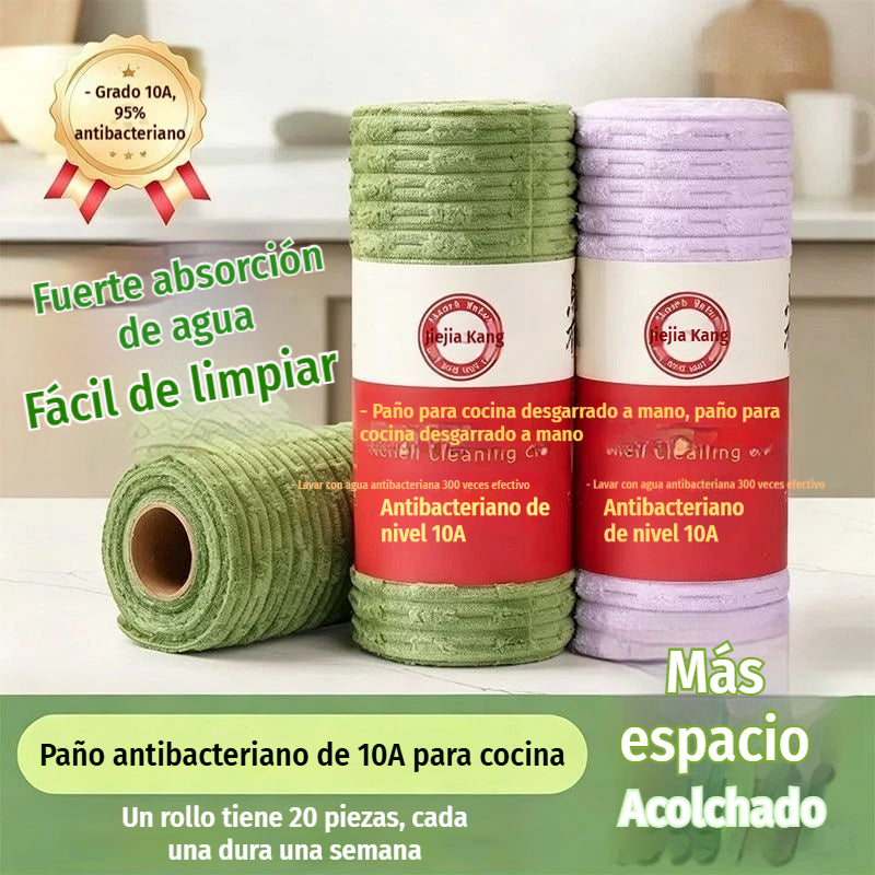 【2 unidades a 27 euros】🧻 Rollo de Paño de Limpieza Desprendible de Microfibra Gruesa – Reutilizable, Seco y Húmedo, para Cocina y Hogar 🏠✨