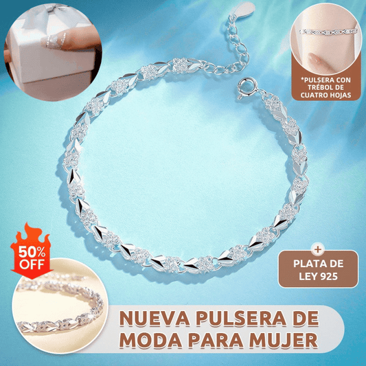 😀👉【Compre 1 y obtenga 1 gratis】💖🍀Love New Fashion Pulsera de plata 925 con un trébol de cuatro hojas para mujer