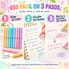 🖊️✨ Set de 9 Bolígrafos de Gel Borrables | Colores Surtidos para Dibujo, Notas y Scrapbooking 🎨