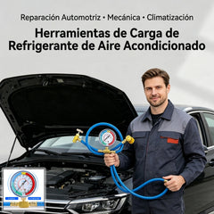 ❄🚗Manguera de recarga de refrigerante AC R134a con manómetro