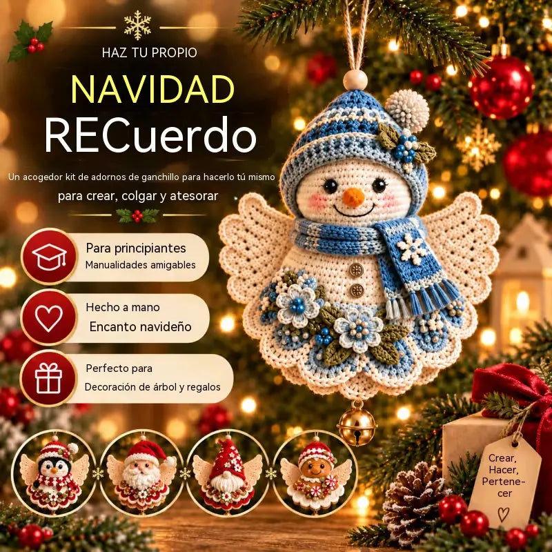 ❤️🎄Kit para hacer tú mismo un adorno navideño de ángel de ganchillo
