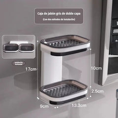 🧼💪 Jabonera de Pared con Doble Drenaje | Sin Taladrar, Instalación en 5 Segundos | Mantiene el Jabón Seco y Organiza tu Baño ✨
