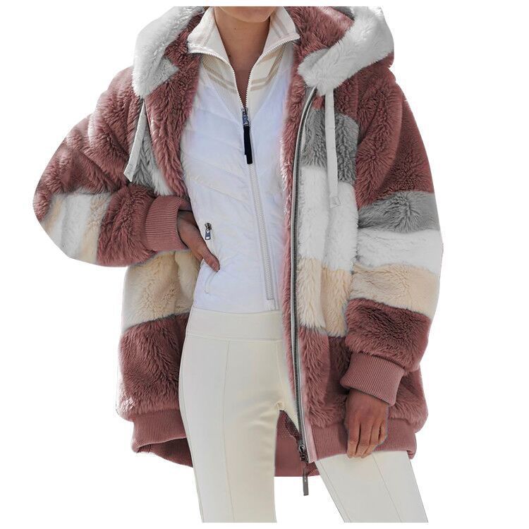 ☃️Oferta limitada, 35% de descuento❄️【S-5XL】Nueva chaqueta de invierno para mujer 2025, gruesa con franjas de felpa