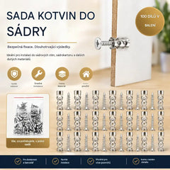🛠️【100 párů】🔩 Sada samovrtných kotev do sádrokartonu se šrouby 🧱 – Snadno instalovatelné příslušenství pro montáž na zeď