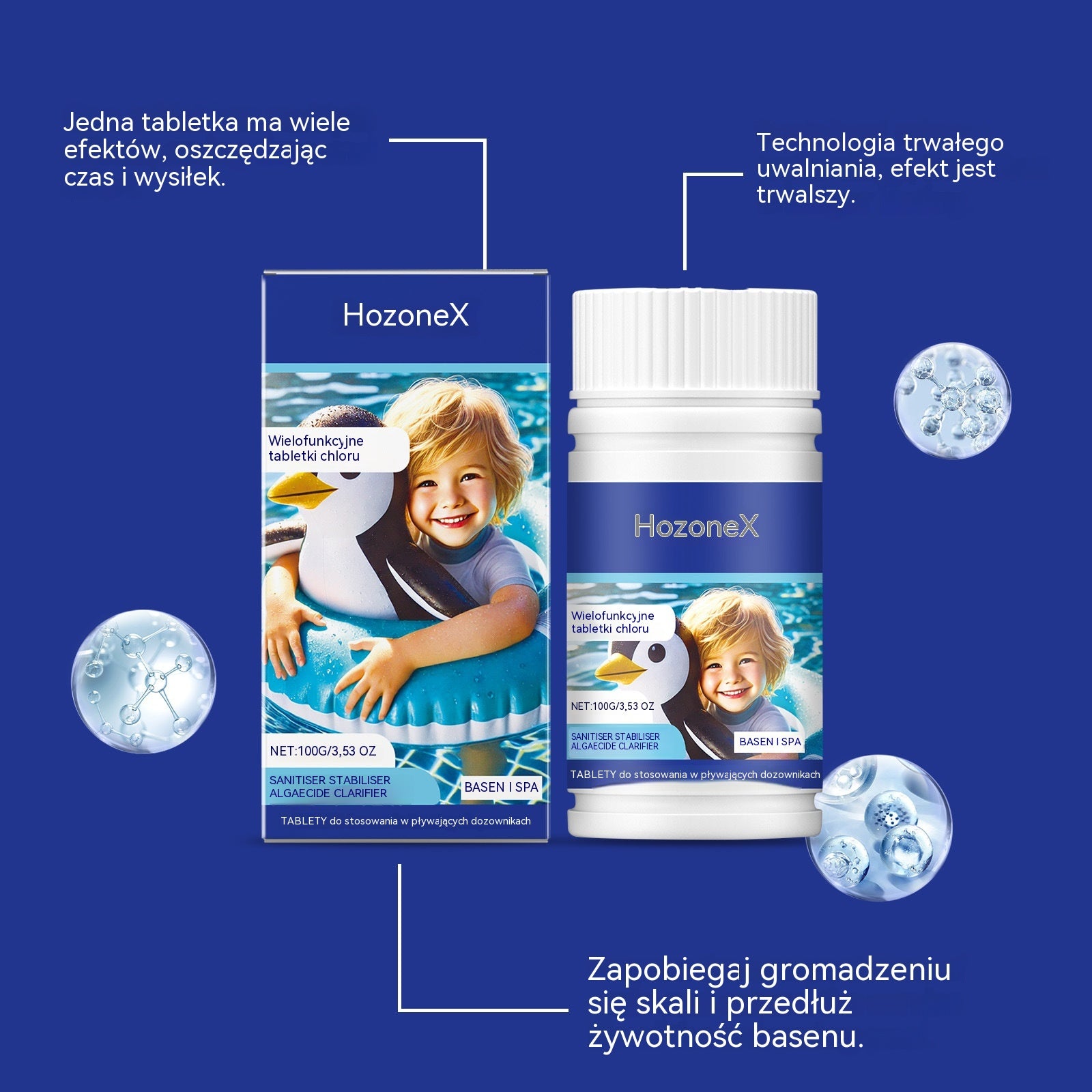 🔥Kup 1, a 1 dostaniesz gratis (2 butelki) Musujące tabletki do czyszczenia basenów