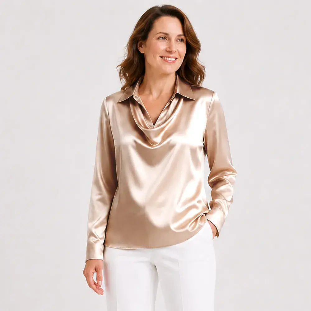 🔥【S-3XL】【40-100 kg】✨Camisa de solapa estampada de color sólido para mujer