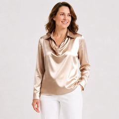 🔥【S-3XL】【40-100 kg】✨Camisa de solapa estampada de color sólido para mujer