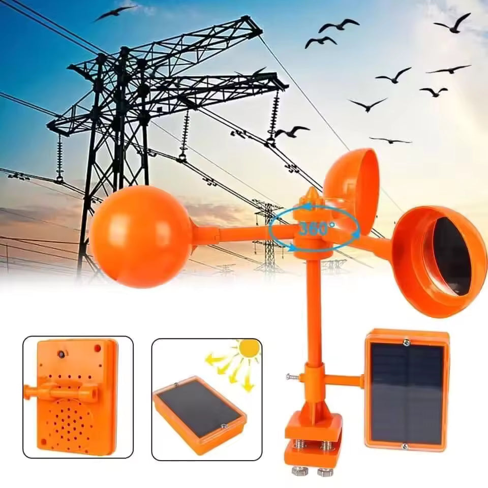 【Con base/Voz/volumen ajustable】👍Ahuyentador solar de pájaros, libre de contaminación