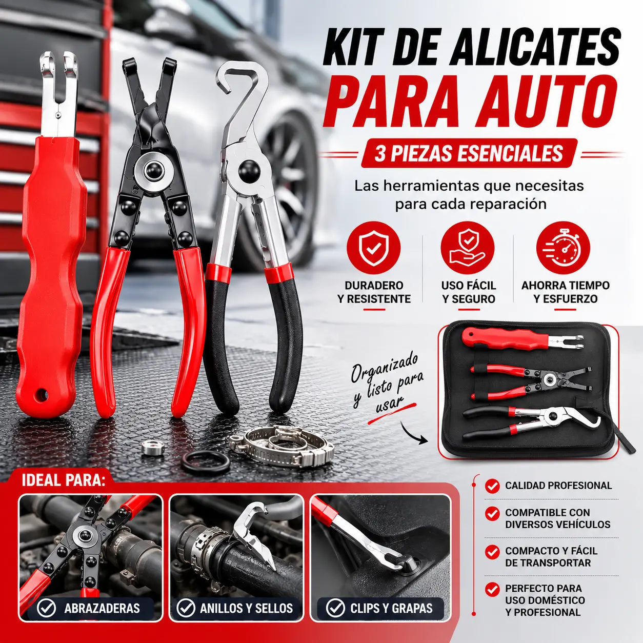 【3 pieza】🔧🚗Juego de alicates multifuncionales para reparación de automóviles