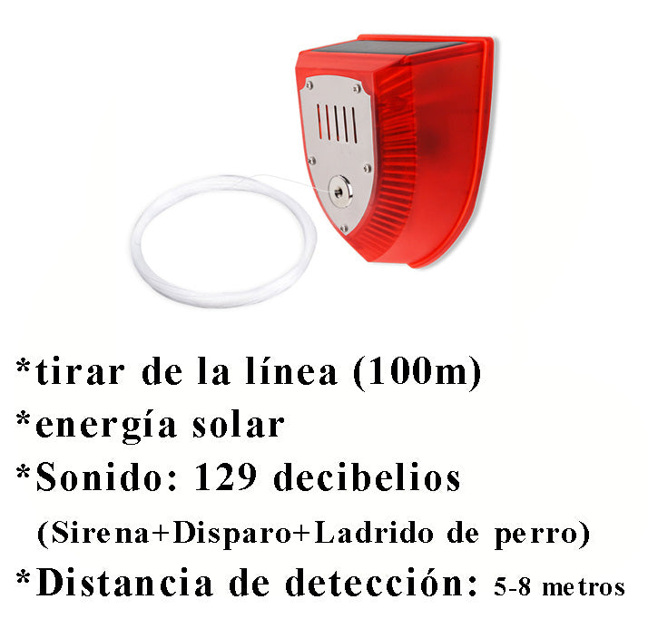 Alarma solar, luz de alarma antirrobo con sensor de cuerpo humano, repelente de animales ultrasónico