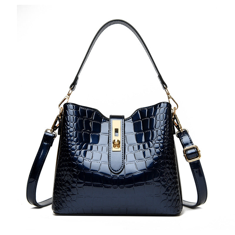 👜 ¡TIEMPO LIMITADO: 50% DE DESCUENTO! ✨ Bolso de mano brillante para mujer con estampado de cocodrilo: estructurado, detalles dorados, espacioso y elegante 💼
