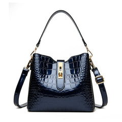 👜 ¡TIEMPO LIMITADO: 50% DE DESCUENTO! ✨ Bolso de mano brillante para mujer con estampado de cocodrilo: estructurado, detalles dorados, espacioso y elegante 💼