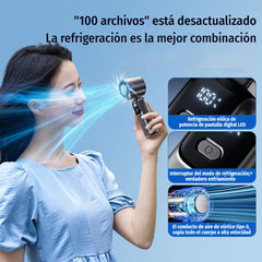 ❄️ Ventilador Portátil de Mano Refrigerante de Alta Velocidad 🌬️ 100 Niveles de Viento Ajustables ✨ Plegable y con Pantalla Digital
