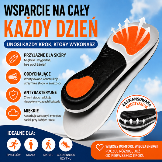 🔥【Kup jeden, a drugi dostaniesz gratis】👣【Rozmiary 35–46】⚡ Ortopedyczna wkładka sportowa z podparciem łuku stopy – pełna amortyzacja, najwyższy komfort