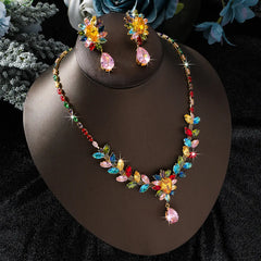 🎉 ¡Oferta 2026! ¡Más de 54.000 unidades vendidas! 🌸 Conjunto de collar floral informal para mujer: cristales, microengaste y pendientes a juego 💎