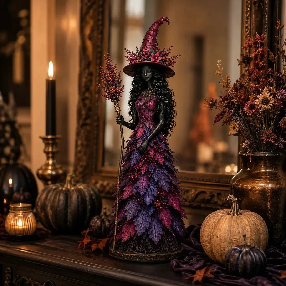 🧙‍♀️ Elvarázsolt őszi boszorkányfigura