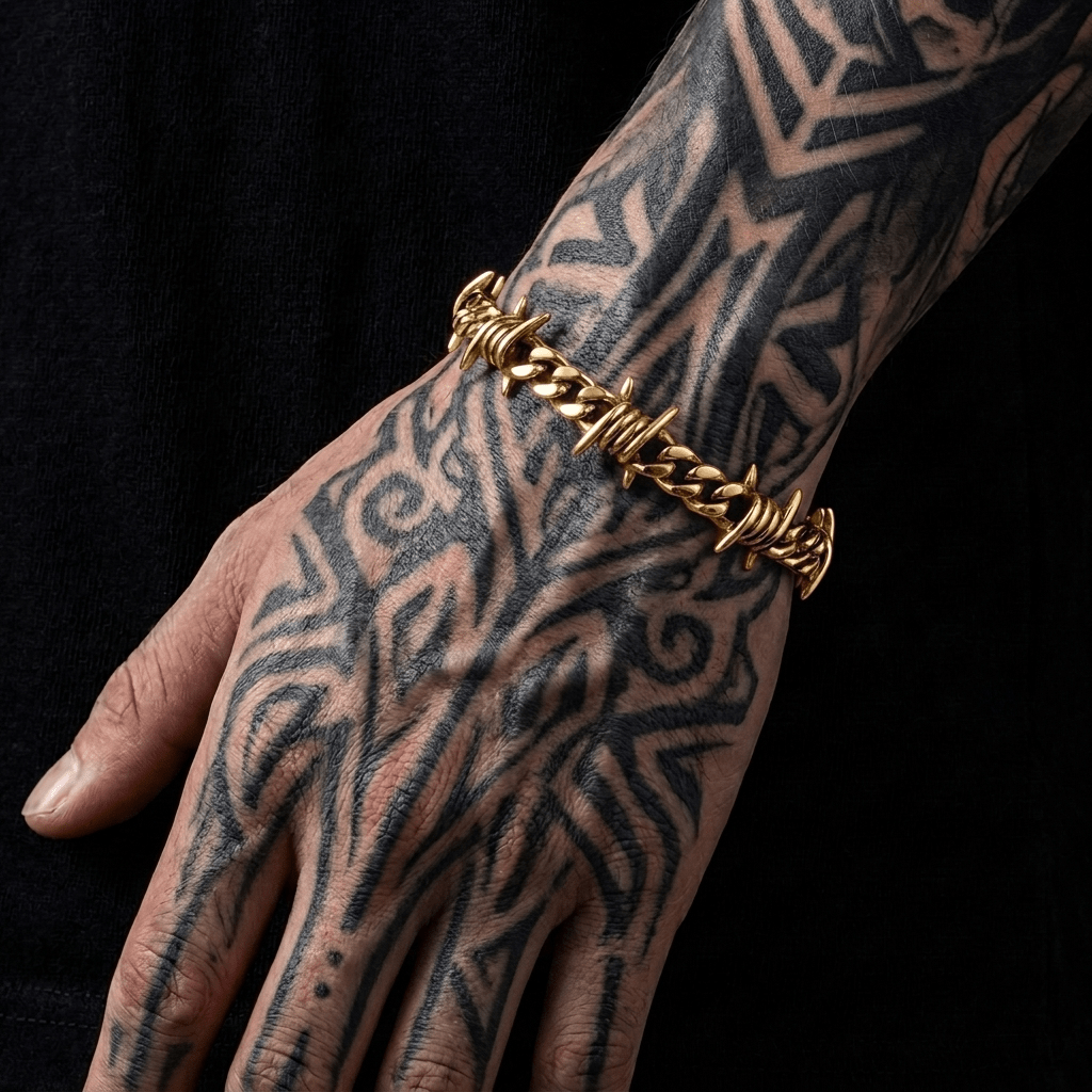 🔥【Compra 1 y llévate 1 gratis】🔥Pulsera cubana para hombre con diseño de espinas, estilo hip hop europeo y americano.