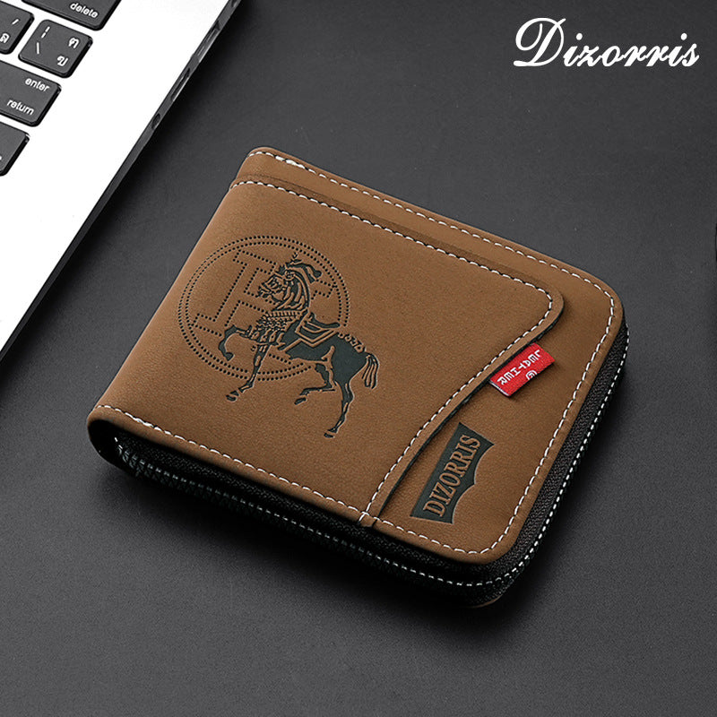 🔥🔥【50%OFF】Nueva y elegante cartera corta con cremallera de estilo retro para hombre.