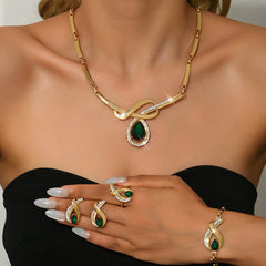 💖🔥【Anillo + Pulsera + Pendientes + Collar】✨Conjunto de joyas de estilo bohemio, creativo y único, de estilo minimalista.