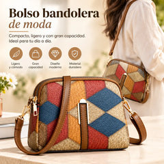 👜2026 nuevo bolso cruzado a cuadros con bloques de color a la moda para mujer