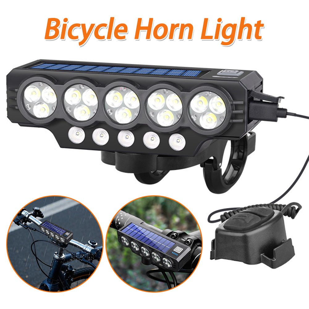 🚨💡 Faro solar para bicicleta con carga USB y altavoz, 900 lúmenes, luz nocturna de larga duración para ciclismo