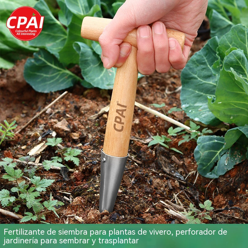【Compra 1 y llévate 1 gratis】Perforadora con mango de acero inoxidable para sembrar y trasplantar plántulas.