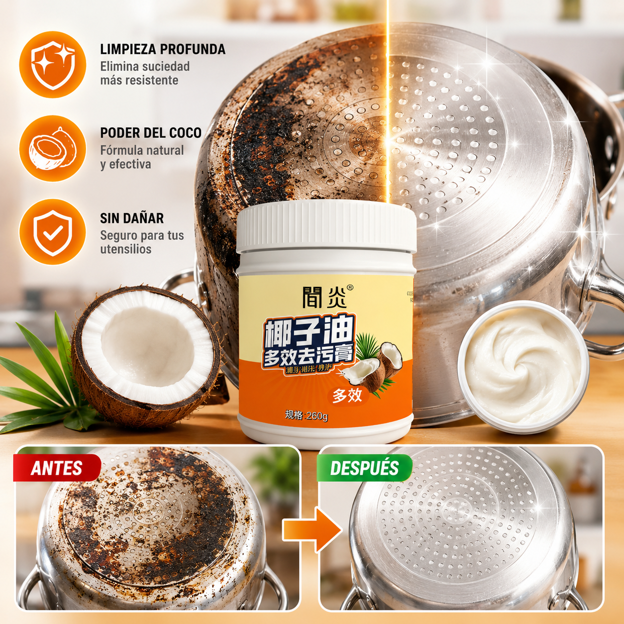 🔥【Compra 1 y llévate 1 gratis】Crema limpiadora doméstica multifuncional para limpiar aceite, óxido y sarro.