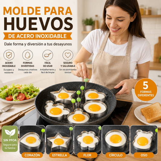 Juego de 5 piezas  🍳🍳🔥 Precio especial de gran venta - Molde para huevos de acero inoxidable