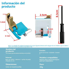 🔥【2 piezas】Prensatelas multifunción T9-S de teflón⚡ Ribeteado/Dobladillo enrollado/Dobladillo plegado