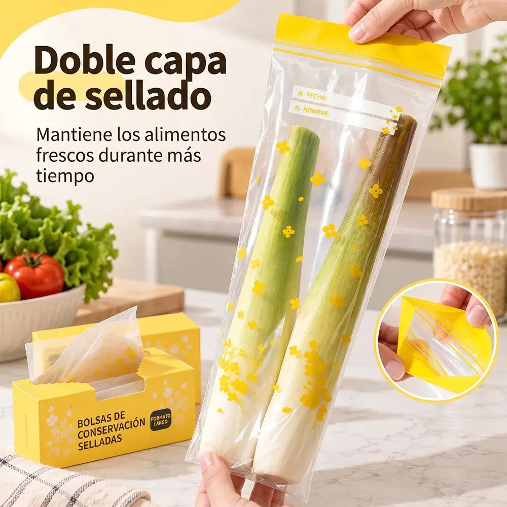 🎁 Compra 1 y llévate 1 (30 unidades en total) 🥦🥩 | Bolsas de Conservación con Doble Sellado Hermético, Extra Gruesas y Resistentes, Antifugas – Aptas para Congelador y Microondas