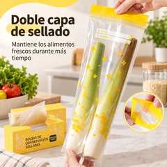 🎁 Compra 1 y llévate 1 (30 unidades en total) 🥦🥩 | Bolsas de Conservación con Doble Sellado Hermético, Extra Gruesas y Resistentes, Antifugas – Aptas para Congelador y Microondas
