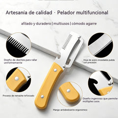 ✅Compra 1 y llévate 1 gratis (2 artículos) 🧅🔪 Pelador de cocina multifuncional 3 en 1: ¡Pela, corta y abre botellas! 🔥