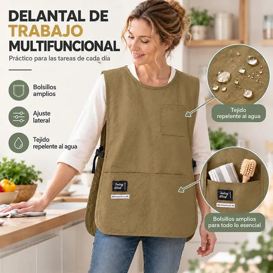 👩‍🍳✨ Vízálló és foltálló mellénykötény – tökéletes főzéshez, kézimunkához és kertészkedéshez, kényelmes állítással 🛡️