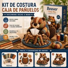 🧵🐨 Kit de costura DIY para caja de pañuelos con diseño de animales – Kit de manualidades de tela 3D, ideal para principiantes 🎁✨