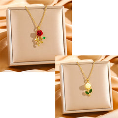 🔥Compra 1 y llévate 1 gratis：2 piezas🔥🌹💎 Collar con colgante de rosa para mujer