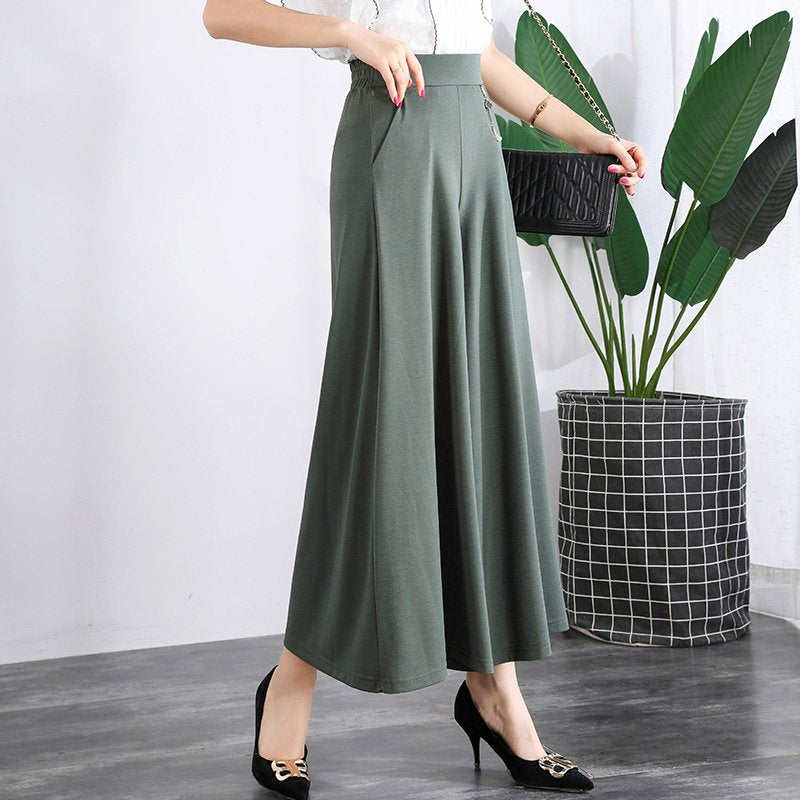 ❤️【39%OFF】❤️❤️【M-5XL】2025 Nuevos pantalones hasta el tobillo de seda helada de pierna ancha para mujer de verano