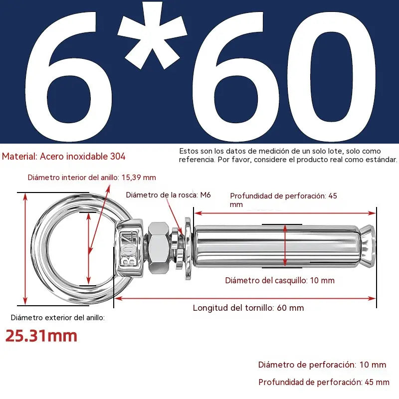 【Compra 2 y llévate 2 gratis】🔥🔩Tornillo de expansión con anilla de elevación de acero inoxidable 304