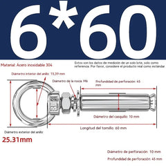 【Compra 2 y llévate 2 gratis】🔥🔩Tornillo de expansión con anilla de elevación de acero inoxidable 304