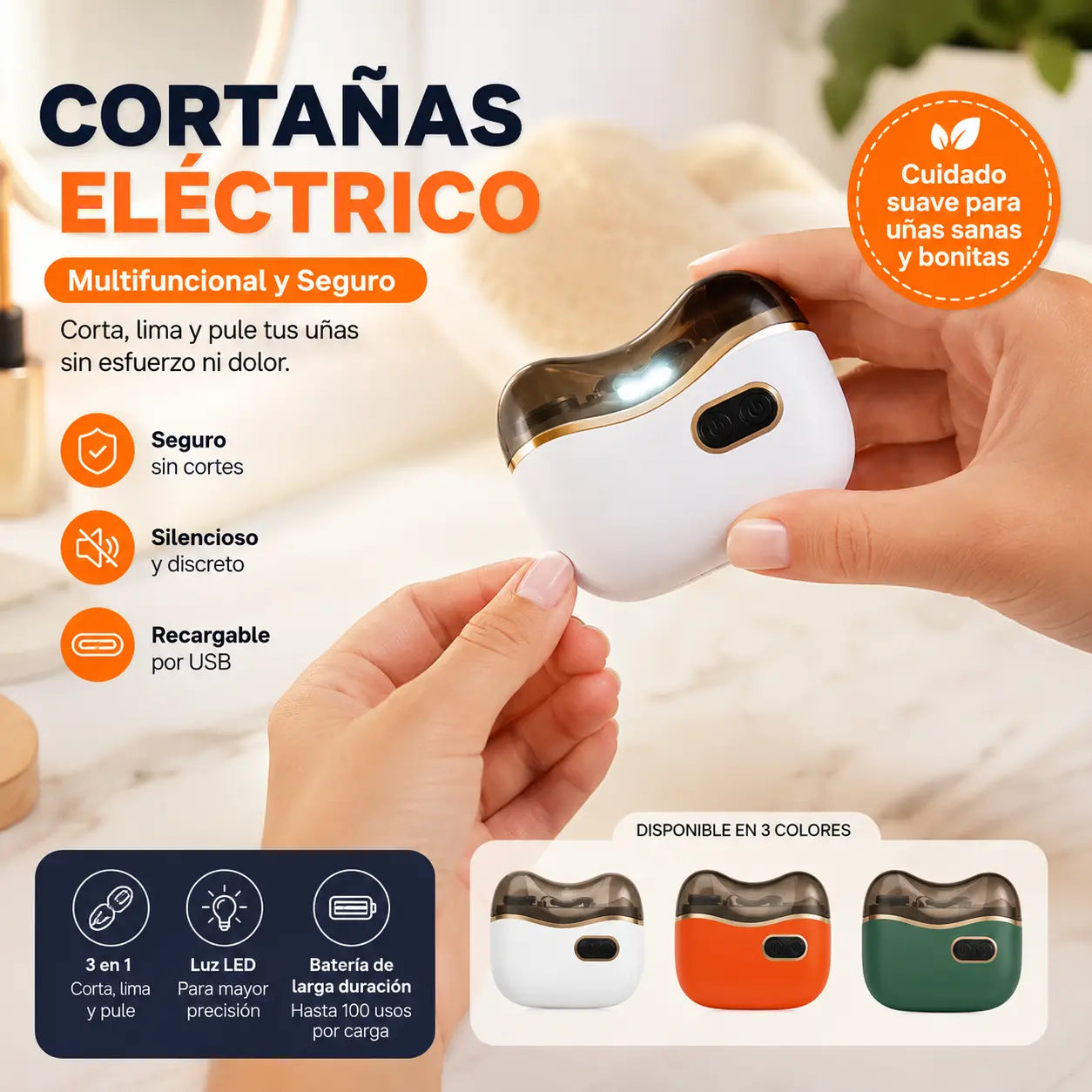 ✂️💅 Lima de uñas eléctrica multifuncional, cortauñas eléctrico con protección antipellizcos🔥