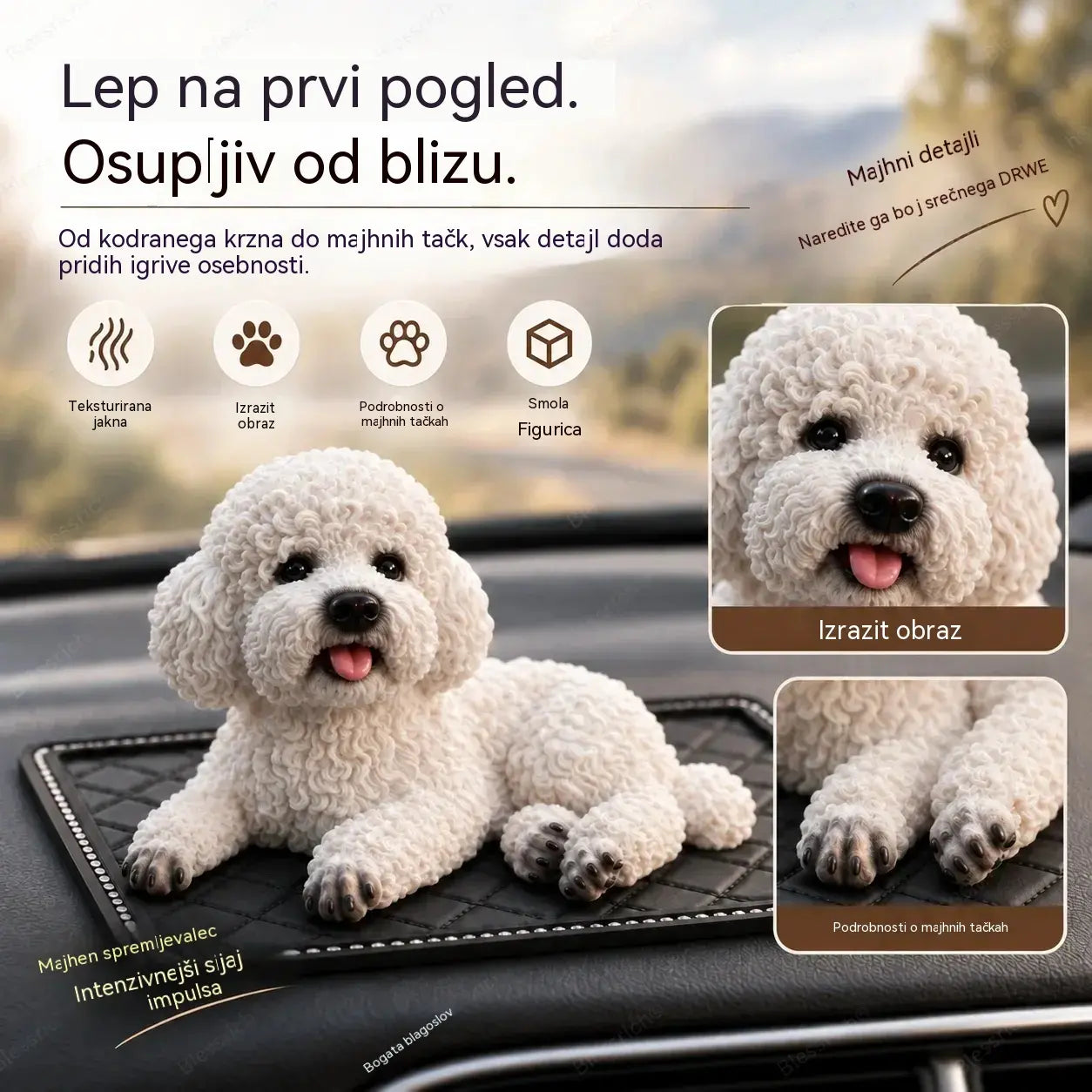 🐶✨ Okrasek za avto v obliki kodrasta: najljubša popestritev armaturne plošče