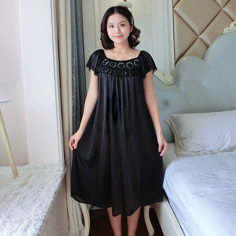 【M-2XL】Camisón de casa, camisón largo, confeccionado con tejido de seda helada de alta calidad, agradable para la piel.
