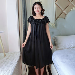 【M-2XL】Camisón de casa, camisón largo, confeccionado con tejido de seda helada de alta calidad, agradable para la piel.