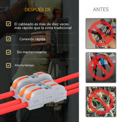 Kit de 60 conectores de cableado de palanca en línea 1 a 1