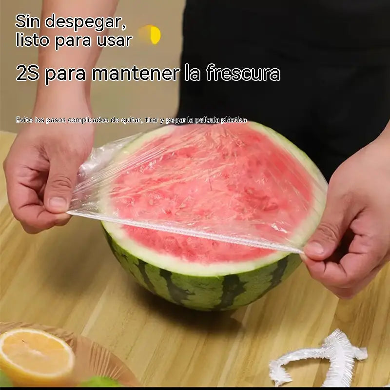 【200 piezas】Film transparente desechable, ideal para recipientes y alimentos. Se ajusta perfectamente, ofrece un buen sellado y es fácil de usar.