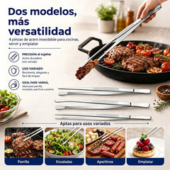 🥩🔥 Juego de 4 Pinzas de Cocina de Acero Inoxidable de Alta Calidad – Ideales para Asar, Cocinar y Servir – Diseño Ergonómico y Antideslizante 🍳