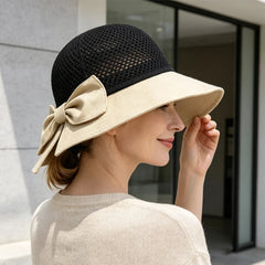 👒Compra uno y llévate otro gratis✨ Sombrero de sol de ala ancha con lazo para mujer – Plegable, protección 360° 🎀